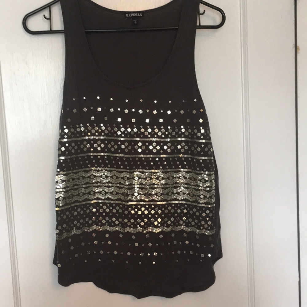 Express tank top with gold sequence